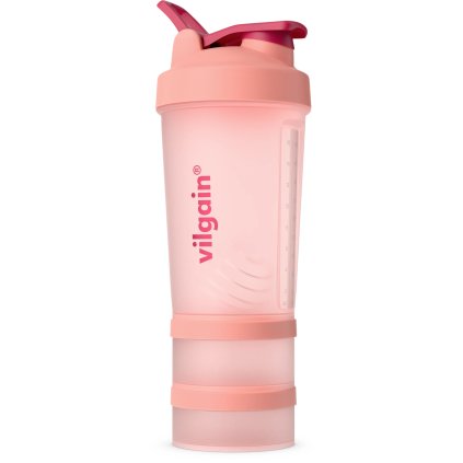 Vilgain Shaker Pro 2Go - Coral 450 ml + 150 ml + 100 ml