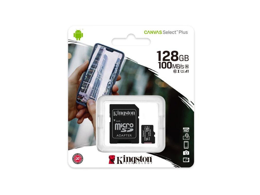 Kingston Canvas Select Plus Micro SDHC 128GB + SD adaptér Class 10 / UHS-I / 100Mb/s