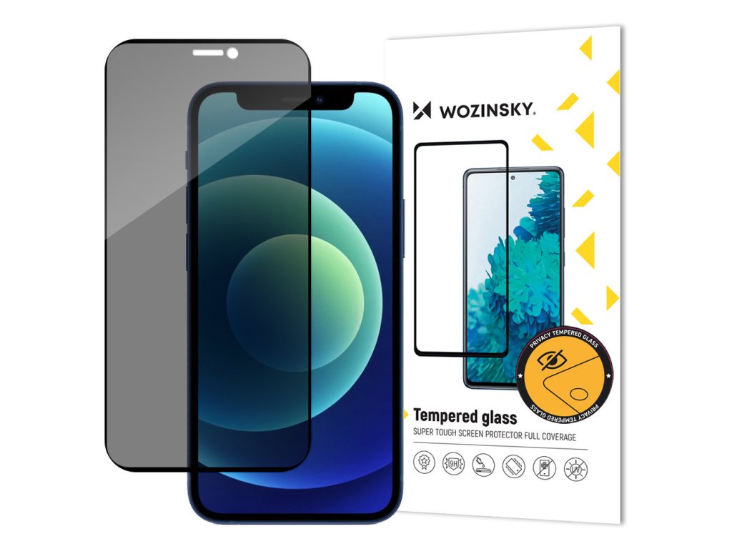 Wozinsky Full Glue tvrzené sklo / Anti SPY filter / iPhone 12/ 12 PRO černé 9145576241981