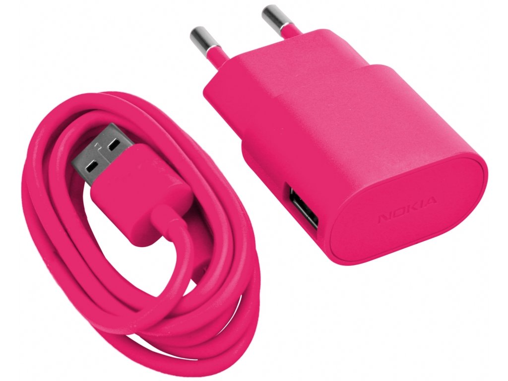 NOKIA AC-50E + CA-190CD nabíječka konektor micro USB 1,3A pink (blister)