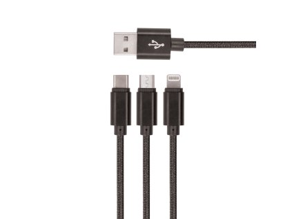 Setty USB kabel 3v1 Micro USB / USB-C / Lightning - černý