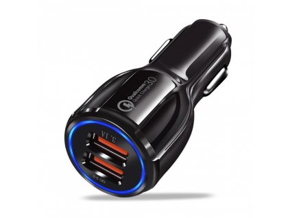 Wozinsky univerzální nabíječka do auta s výstupem 2xUSB 3,1A / QC 3.0 černá