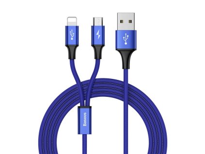 Baseus Rapid USB kabel 2v1 Micro USB / Apple Lightning 1,2m / 3A modrý CAML-SU13
