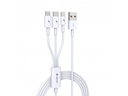 Devia Smart kabel 3v1 Apple lightning / USB-C / Micro USB bílý