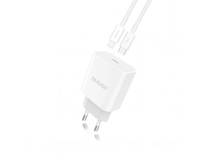 Dudao A8EU nabíječka do sítě USB-C PD / 18W + PD kabel Apple Lightning bílá