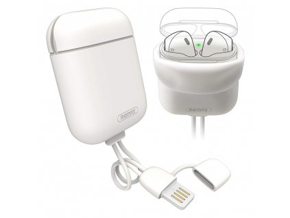 Remax silikonové pouzdro pro Apple AirPods 1/2 bílé s kabelem