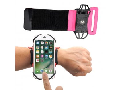 Armband univerzální pouzdro na běhání zápěstí / paže pro telefony do 6" - růžové