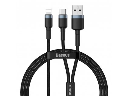 Baseus Cafule kabel USB-C PD + USB / Apple Lightning 1,2m / 18W / 2,4A grey CATKLF-ELG1