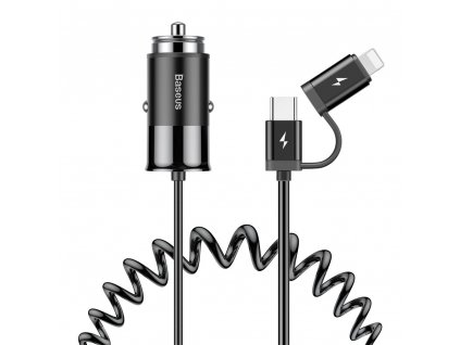 Baseus Enjoy Together nabíječka do auta 2v1 iPhone Lightning + USB-C (4,8A) / 1,2m