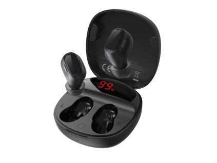 Baseus Encok WM01 Plus TWS earphone bezdrátová sluchátka bluetooth BT 5.0 černé NGWM01P-01