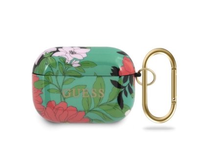 Guess silikonové pouzdro pro Apple AirPods PRO floral green GUACAPTPUBKFL01
