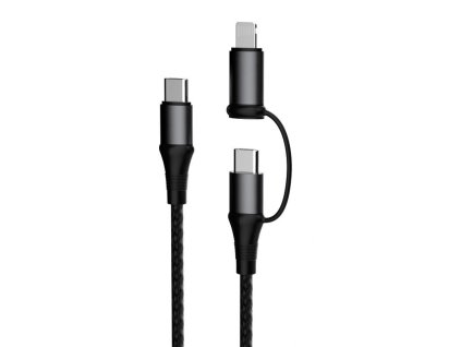 Dudao L20 USB-C PD kabel 2v1 - iPhone Lightning 18W / USB-C PD 60W / 1m / 3,4A šedý