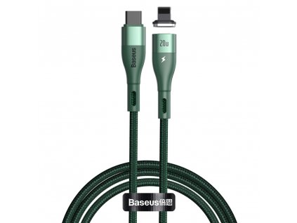 Baseus Zinc CATLXC-A06 magnetický USB-C PD kabel - iPhone lightning 2m / 20W zelený