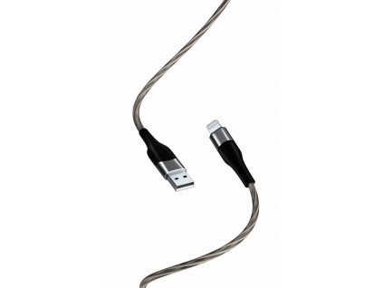 XO NB158 svítící USB kabel - iPhone lightning 1m / 2,4A šedý