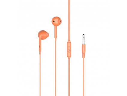 XO EP28 handsfree sluchátka s kabelem a ovladačem 3,5mm jack - oranžové