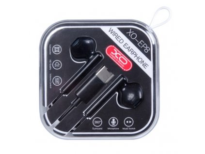 XO EP8 handsfree sluchátka s konektorem USB-C černé