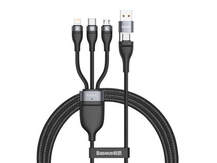 Baseus 3v1 USB / PD kabel Micro USB 18W / USB-C 100W / Apple Lightning 20W 1,2m/5A černý