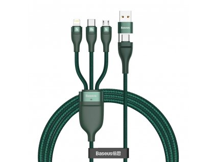 Baseus 3v1 USB / PD kabel Micro USB 18W / USB-C 100W / Apple Lightning 20W 1,2m/5A zelený
