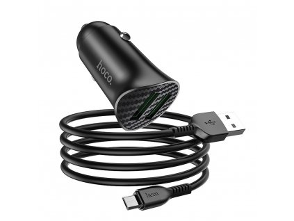 HOCO Z39 nabíječka do auta 2x USB / QC 3.0 / 18W + kabel Micro USB - černá