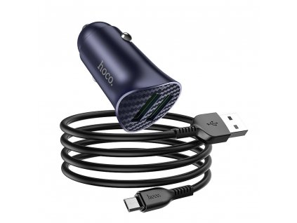 HOCO Z39 nabíječka do auta 2x USB / QC 3.0 / 18W + kabel Micro USB - modrá