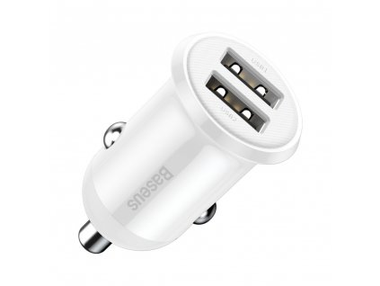 Baseus Grain PRO nabíječka do auta 2 x USB 4,8A bílá CCALLP-02