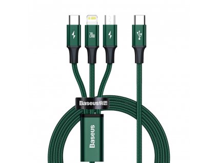 Baseus CAMLT-SC06 USB-C PD  kabel 3v1 Micro USB / USB-C / Apple Lightning 1,5m / 20W green