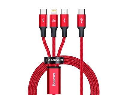 Baseus CAMLT-SC09 USB-C PD kabel 3v1 Micro USB / USB-C / Apple Lightning 1,5m / 20W red