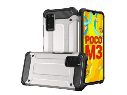Hybrid Armor Case odolné pouzdro pro Xiaomi RedMi 9T / POCO M3 stříbrné