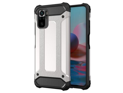 Hybrid Armor Case odolné pouzdro pro Xiaomi RedMi NOTE 10 / RedMi NOTE 10S stříbrné