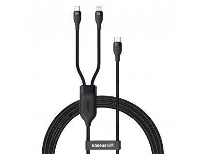 Baseus Flash 2v1 kabel USB-C PD / USB-C PD + iPhone Lightning 1,2m / 100W / černý