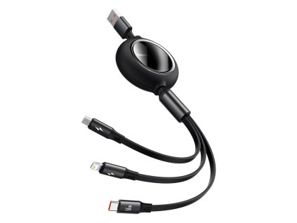Baseus Bright Mirror USB kabel 3v1 Micro USB / USB-C / Apple Lightning / 1,2m / 66W černý