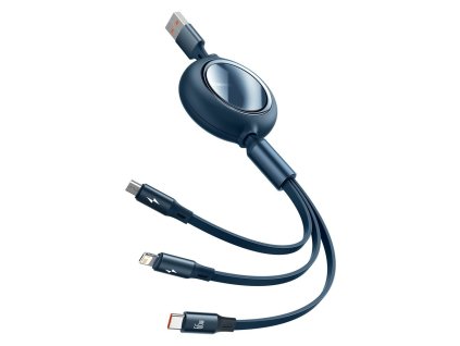 Baseus Bright Mirror USB kabel 3v1 Micro USB / USB-C / Apple Lightning / 1,2m / 66W modrý