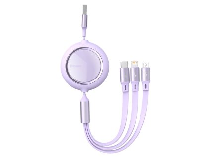 Baseus Bright Mirror USB kabel 3v1 Micro USB / USB-C / Apple Lightning / 1,2m / 66W violet
