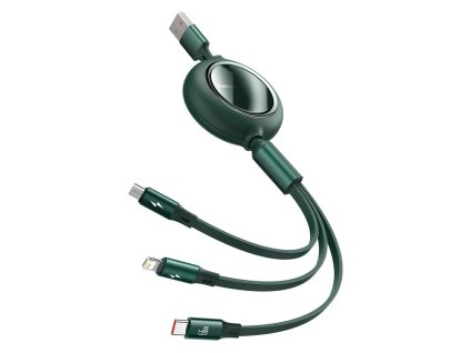 Baseus Bright Mirror USB kabel 3v1 Micro USB / USB-C / Apple Lightning / 1,2m / 66W zelený
