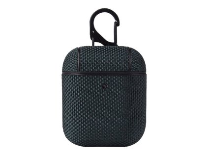 Nylon Hard Case pouzdro s karabinou pro Apple AirPods 1/2 tmavě zelené