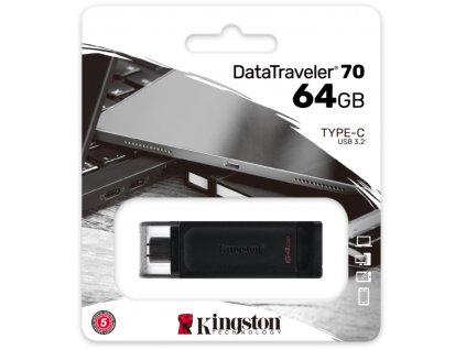 Kingston DT70/64GB USB-C 3.2 Flash disk 64GB černý