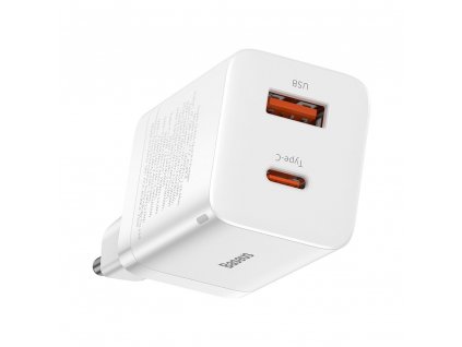 Baseus CCSUPP-E02 Super PRO Fast nabíječka USB + USB-C PD 30W / QC bílá