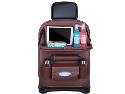 Organizér do auta na přední sedačku s poličkou hnědý