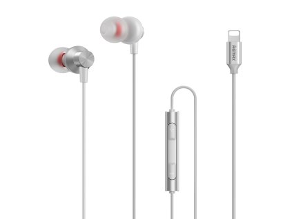 Remax RM-560i sluchátka s mikrofonem a ovládačem pro iPhone Lightning konektor / stříbrné