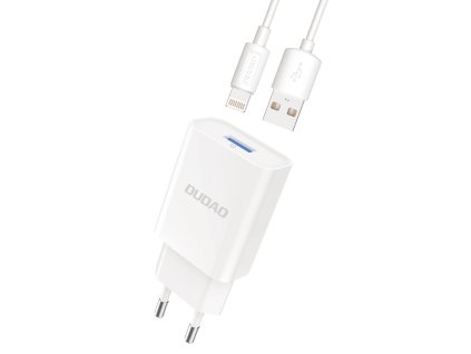Dudao A3EU nabíječka do sítě QC 3.0 USB / 12W + kabel Apple Lightning bílá