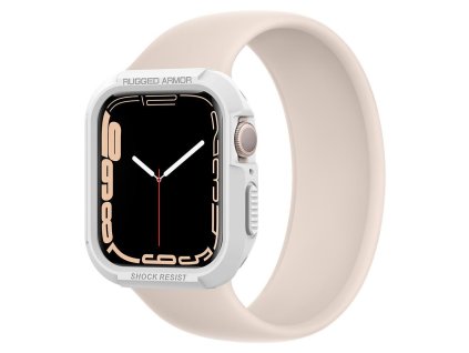 Spigen Rugged Armor Hybrid pouzdro / kryt k Apple Watch 4/5/6/7/SE - 44/45mm bílý
