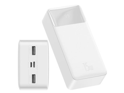 Baseus Bipow Powerbanka 30000mAh / 20W / 2x USB / USB-C /Micro USB 15W / PPDML-K02 bílá