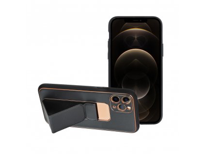Leather Case Kickstand pouzdro / kryt 3v1 pro Apple iPhone 12 / 12 PRO (6,1") černé