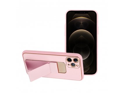 Leather Case Kickstand pouzdro / kryt 3v1 pro Apple iPhone 12 / 12 PRO (6,1") růžové