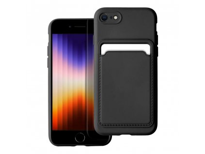 Silicone CARD case pouzdro / kryt s přihrádkou Apple iPhone 7 / 8 (4,7") / SE 20/22 černé