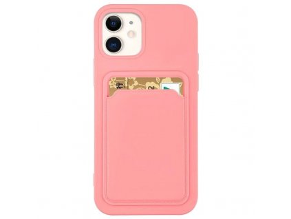Silicone CARD case pouzdro / kryt s přihrádkou Apple iPhone 12 / 12 PRO (6,1"), růžové