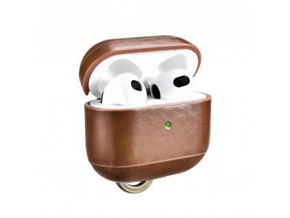 iCarer Leather Vintage / kožené pouzdro pro Apple AirPods 3 / hnědé