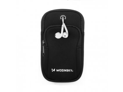Wozinsky WABBK1 sportovní pouzdro na rameno s prostupem na sluchátka / 2x kapsa černé