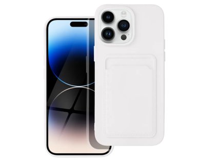 Silicone CARD case pouzdro / kryt s přihrádkou Apple iPhone 14 PRO (6,1"), bílé