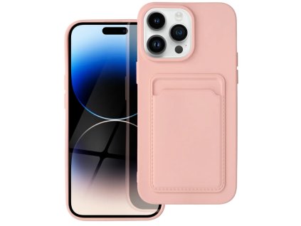 Silicone CARD case pouzdro / kryt s přihrádkou Apple iPhone 14 PRO (6,1"), pink